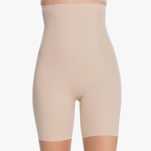 SPANX THINSTINCTS HIGH WAISTED MID-THIGH SHORT - SOFT NUDE - NWT - Picture 1 of 4
